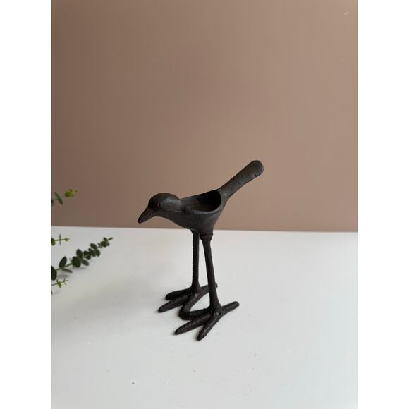 Cast Iron Bird Candle Holder | Tall Long Legs | Whimsical Cottagecore Farmhouse - Picture 1 of 6